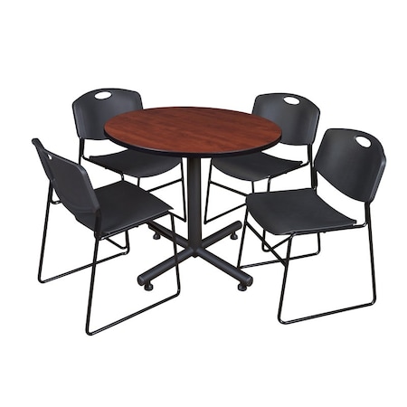 Kobe Kobe Round Table & Chair Set, Wood, Metal, Polypropylene Top TKB36RNDCH44BK